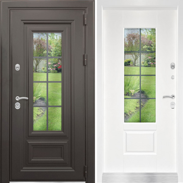 Входная дверь Двекрон Ротонда Mottura Стеклопакет RAL 8019 с терморазрывом